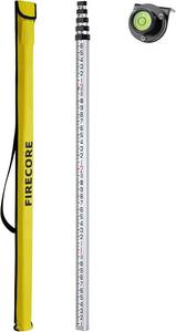 lot 151991 image: Firecore 16-Foot Aluminum Grade Rod - 10ths, 5 Sections Telescopic with Bubble Level-FLR500B