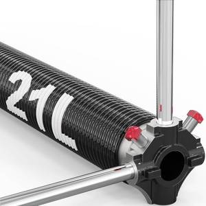 lot 151997 image: Left Hand Wound Garage Door Torsion Spring with Non-Slip Winding Bars, 0.207X2X21, Left-Wound for Right Side, Black Winding Cone, Single Pack