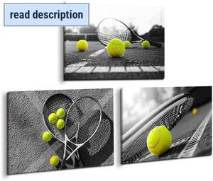 lot 151978 image: Wall Art Canvas Print Framed Tennis Ball Pictures Artwork Black and White Canvas Wall Sports Painting Wall Decor for Tennis Club GYM Wall Decoration Ready to Hang (Tennis)