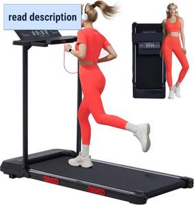 lot 187263 image: Retails for $180 Electric Walking Pad with Handle Bar, 0.6-10MPH Portable Walkingp Pads Treadmills with Handles for Home Apartment Small, 3.5HP Foldable Folding Compact Treadmill for Small Spaces, LED Display, 400LBS