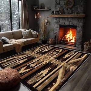 lot 5254 image: Aztec 8x10 - Southwestern Tribal Native American Area Rug, Vintage Geometric Southwest Carpet, Washable & Non Slip & Soft Large Rugs, Aztec Home Decor