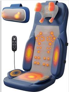 lot 5270 image: Rainwolf Shiatsu Neck and Back Massage Cushion with Heat - 4D Deep Tissue Kneading Full-Back Massager for Relief Fatigue, Adjustable Intensity & Height, for Office Chair & Home