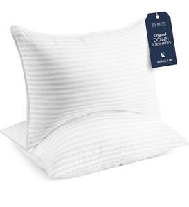 lot 5278 image: Beckham Hotel Collection Bed Pillows StandardQueen Size Set of 2 - Original Soft Down Alternative Pillow for Sleeping - Soft Support for Back, Stomach or Side Sleepers