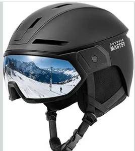 lot 5280 image: OutdoorMaster Snowboarding Helmet with Ski Goggles, Ski Helmet and 2-in-1 Visor Goggles Set - Adjustable Fit & Cooling Vents - Snow Helmets for Men, Women & Youth M