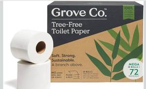 lot 5283 image: (134)Grove Co. Bamboo Toilet Paper Tree Free & Septic Safe Bath Tissue, Ultra Soft, Durable, & Absorbent 3 Ply Sheets (1 Roll  44.4 sq ft) Bulk Toilet Paper (Pack of 18 Rolls)