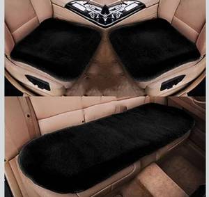 lot 5285 image: Plush Car Seat Cushion, Soft Warm Fuzzy Faux Rabbit Fur Fluffy Plush Auto Seat Cover Vehicle Car Front and Back Seat Protector Pad with Non-Slip Backing Cushion Interior Universal Fit (Black,3PCS)