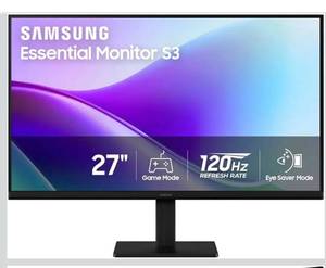 Samsung S3 Essential 27\" FHD IPS Monitor, 120Hz, 5ms, Slim Design, Black, LS27F32DGANXZA (Renewed)