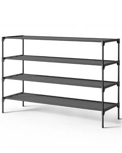 lot 5324 image: Kitsure Shoe Rack - Non-Woven Shoe Rack Shelf, Shoe Organizer for Closet, Entryway, Garage & Corridor, Stackable Shoe Shelves, 36.2 Wide - 4 Tier, Black