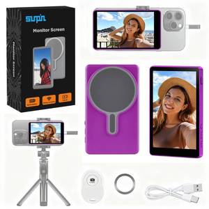 lot 5332 image: SUNPIN Vlog Selfie Monitor Screen, Wireless 4K1080p Back Camera Monitor for iPhone & Android, Built-in Speaker for YouTube TikTok Live Streaming (Purple)