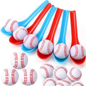 lot 5334 image: PullCrease 12 Pack Baseball Theme Party Game Spoon Relay Race Toy Set for Kids Adults Baseball Foam Ball and Spoon Race Game Decorations for Sports Party Indoor Outdoor School Class Birthday