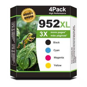 lot 5341 image: 952XL 952 Ink Cartridges Black Color Combo Pack Compatible for HP 952 XL for HP952 Work for OfficeJet Pro 8710 7740 8720 8725 8210 8715 8702 8740 7720 8730 8735 8736 8740 Cyan Magenta Yellow(4-Pack)