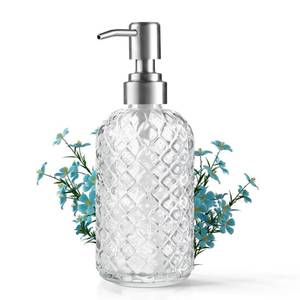lot 5356 image: 14 Oz Refillable Glass Soap Dispenser with Rust Proof Stainless Steel Pump, for Dispense Hand soap, Body wash, Lotion