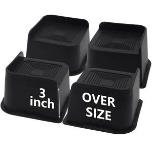 lot 5366 image: HANIHUA 4 Pack Bed Risers 3 inch Heavy Duty, Oversized Furniture Risers, Black Bed Lifts Risers for Table, Sofa, Chair, Couch, Desk, Bed Frame Risers Supports Up to 6,500 Lbs