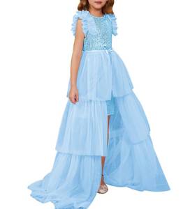lot 5384 image: GRACE KARIN Girls Easter Formal Party Dress Banquet Sequin Pageant Birthday Father and Daughter Dance Tulle Dress Size 7 Light Blue