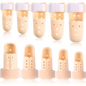 lot 5390 image: BBTO 10 Pcs Mallet Finger Splint, 5 Sizes Finger Support Brace Stabilizer Straightener Plastic Fingertip Protectors Arthritis Knuckle Immobilization for Thumb Pinky Middle Index Ring(Beige)