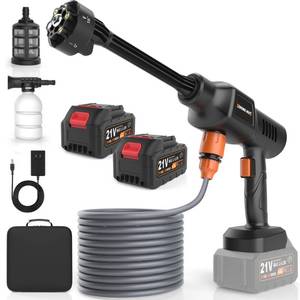 lot 5412 image: Cordless Pressure Washer 2000 PSI Portable Power Washer Kit with 6-in-1 Adjustable Spray Nozzle Dual 21V 2x4000mAh Batteries Foam Pot for Car Garden Patio Driveway Outdoor Cleaning
