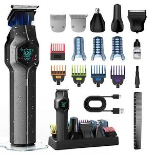lot 5423 image: TRIMX Beard Trimmer for Men, Magnetic Snap-on Replacement Heads & Charging Dock, IPX7 Waterproof Cordless Hair Clippers, Mens Grooming Kits for MustacheBodyFaceEarNose, Gray