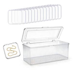 lot 5426 image: FYRLFB Clear Jewelry Storage Box, Acrylic Bracelet Organizer Holder with 14 Pcs 3 Inches Portable Anti Tarnish Cases, Travel Jewelry Storage for EarringsRingsNecklacesBrooch (1Box14Cases)