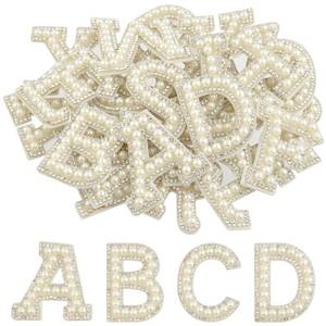 lot 5428 image: CHRORINE 265278 Pcs Self Adhesive Pearl Rhinestone Letter Patches A-Z, Pearl Letter Alphabet Stickers for Hats, Clothes, Pants, Bags (26, White, Height 1.9)