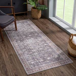 lot 5432 image: Bloom Rugs Washable 7 ft Runner - BrownDark Gray Traditional Runner for Entryway, Hallway, Bathroom, and Kitchen - Exact Size 2.5 x 7