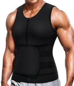 lot 5435 image: Wonderience Neoprene Sauna Suit for Men Waist Trainer Vest Zipper Body Shaper with Adjustable Belt Tank Top (Black, 5X-Large)