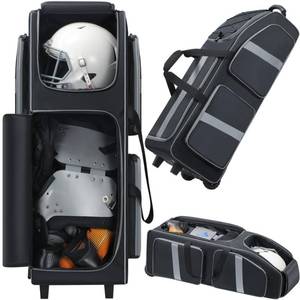 lot 5450 image: Speqerk Football Bag with Wheels, Large Capacity Durable Football Gear Bag with & Multi-pocket, Tackle Player Equipment Bag Rolling Sport Bag for Football Accessories