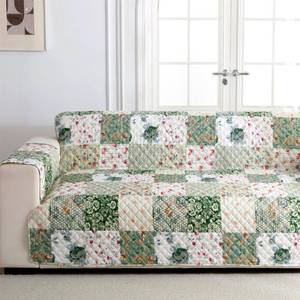 lot 5451 image: Cmfshape Skidproof Sofa Cover-Green Sofa Slipcover with Elastic Straps-Easy Fit Slip Cover-Patchwork Washable Furniture Protector for Pets and Kids(Sofa,Green)