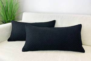 lot 5459 image: Aiking Pack of 2 Soft Decorative Knitted Double-Cable Sweater Cozy Throw Pillow Covers, 12x24 inch, Black