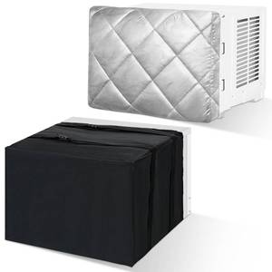 lot 5461 image: Wovnet 2 Pcs Window Air Conditioner Cover Indoor Outdoor Adjustable Waterproof Window Ac Cover Outdoor with Drawstring for Winter (Silver & Black,Inside 22 x 14.6 x 3 In, Outside 21 x 15.8 x 15 in)