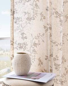 lot 5465 image: jinchan Linen Floral Curtains for Living Room 84 Inch Length Taupe Printed Curtains Back Tab French Country Farmhouse Flower Patterned Drapes Bedroom Window Curtain Set 2 Panels