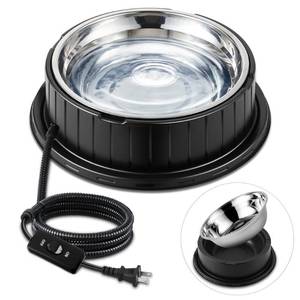 lot 5495 image: Dunkive Heated Water Bowl for Dog Cat with Thermostatic Control, 55W 80oz Removable Stainless Steel Heated Dog Pet Bowl with Anti Chew Cord
