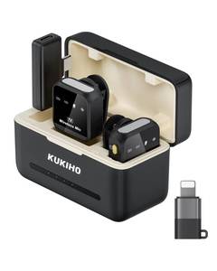 lot 5514 image: Wireless Lavalier Microphone for iPhone iPad Android With Charging Case 80h Battery Life, Noise Cancellation, 164ft Range Plug-Play Clip On Lapel Mic for Youtube, Video Recording, Vlog, Live Streaming
