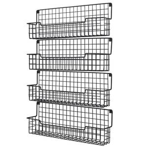 lot 5533 image: AURIKAR Spice Rack Wall Mount, Spice Organizer for Cabinet & Pantry Door, Set of 4 Hanging Spice Rack Saving Space for Kitchen, Black