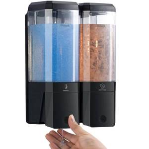 lot 5534 image: Shampoo and Conditioner Dispenser 2 Chamber No Drill Shampoo Dispenser for Shower Wall Mounted Shower Soap Dispenser 2  500ml Refillable Shower Dispenser for Bathroom Hotel(Black 2 Chamber)
