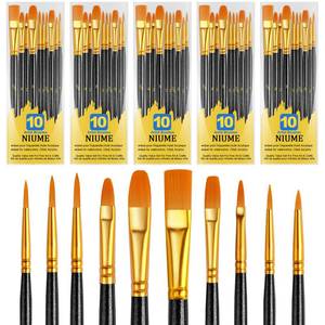lot 5548 image: Acrylic Paint Brushes Set, 50Pcs Round Pointed Tip Artist Paintbrushes for Acrylic Painting Oil Watercolor Canvas Boards Rock Body Face Nail Art, Halloween Pumpkin Ceramic Crafts Supplies��Black