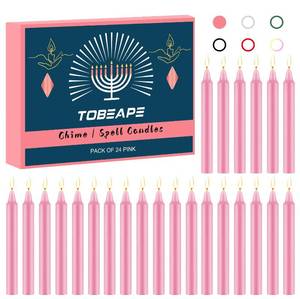 lot 5550 image: Tobeape Set of 24 Pink Spell &amp Chime Candles 4 Tall Unscented Mini Taper Candle for Witchcraft, Wiccan Altar, Magic Tools, Rituals, Prayer, Meditation and Party Decoration