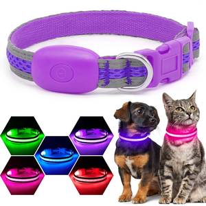 lot 5554 image: Flashseen LED Cat Collar,Light Up Dog Collar Rechargeable, Dog Lights for Night Walking, Comfortable Soft Mesh Pet Collar Adjustable for Cats Puppy and Small Dogs (Purple, XS)