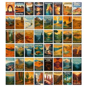lot 5576 image: TracyArt Vintage National Park Posters - Vintage Travel Postcards, Unframed 48 Pcs 4 x 6