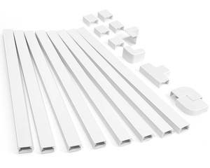 lot 5587 image: 126in Cord Hider Kit, ZhiYo Cord Cover for Wall Mounted TV, Paintable Wire Cover for Cords, TV Cable Hider Wall Kit, Cable Cover Wire Management, White Cords Concealer, 8 x L15.7in W0.95in H0.55in