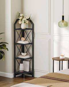 lot 5603 image: CHOEZON 4-Tier Corner Shelf, Industrial Corner Bookshelf, 47.6 Corner Storage Stand, Plant Stand Display Shelf, Corner Bookcase for Bedroom, Living Room, Home Office, Black TCJ09BB