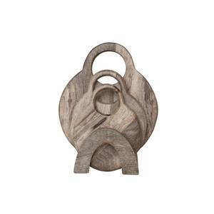 lot 5607 image: Creative Co-Op 3-Piece Round Mango Wood Cutting Boards in Various Sizes with Stand, Natural