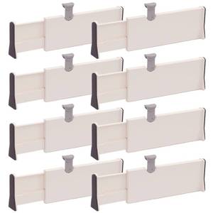 lot 5614 image: TENABORT Set of 8 Adjustable Drawer Dividers Organizer Separators Plastic Dresser Organizer for Bedroom, Bathroom, Closet, Office Desk, Kitchen Storage