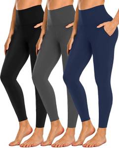 lot 5631 image: NEW YOUNG 3 Pack Leggings with Pockets for Women,High Waisted Tummy Control Workout Yoga Pants Small
