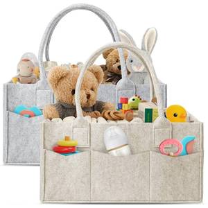 lot 5646 image: HIPHOP PANDA 2-Pack Diaper Caddy Organizer - Newborn Essentials Baby Registry Must Haves - Sturdy Nursery Storage Bin & Portable Car Caddy for Diapers & Wipes - GreyOatmeal Gift Set