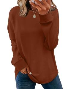 lot 5651 image: Womens Early Fall Fashion 2025 Outfits Cozy Sweaters Long Sleeve Shirts Loose Fit Tunic Tops Dressy Womens Clothing Caramel L