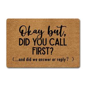 lot 5654 image: MjiejieM Funny Doormats Did You Call Or Text First Indoor Floor Welcome Mat for Entrance Way Rubber Back for Front Door Indoor Outdoor Cute Rugs 23.6(L) x 15.7(W)