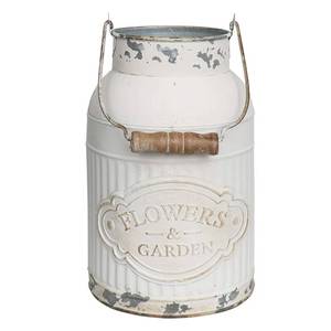 lot 5658 image: Yoillione Milk Jug, Farmhouse Vase, Decor with Handle - White Metal Vase for Artificial Flowers