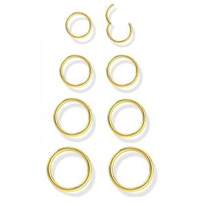 lot 5664 image: Jstyle 8 Pcs Hypoallergenic Nose Rings Hoops for Women Men - 316L Surgical Stainless Steel Hinged Clicker (6-12MM, 18G) Gold - Septum Lip Cartilage Helix Daith Conch Piercing Jewelry