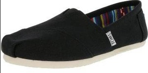 lot 25846 image: Toms Womens Classic Canvas Black Slip-On Shoes, 9.5