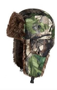 lot 25849 image: Trapper Bomber Aviator Winter Hat With Earflaps, Camo With Faux Fur